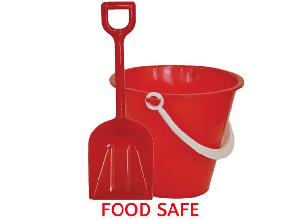 11cm Round FOOD SAFE Chip Bucket And Spade - Red