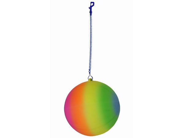 24x PVC Rainbow 9inch Football With Spiral Keychain