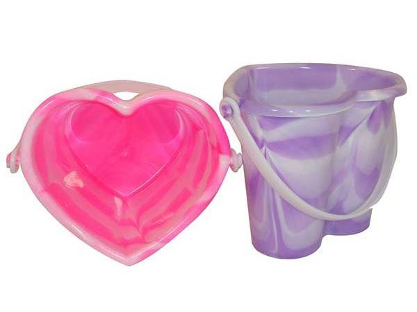 12x Marble Design Heart Shaped Bucket Assorted Colours