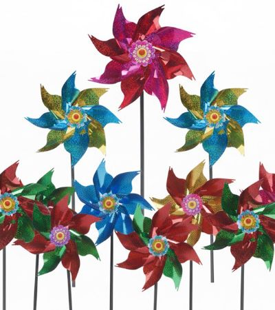 36x Giant 26x66cm Lazer Foil Windmills