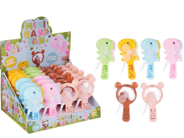 24x Mini Animal Hand Fans In Counter Display