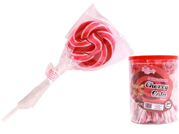 50x Fun Kandy Swirly Lollipops - Cherry Cola Flavour